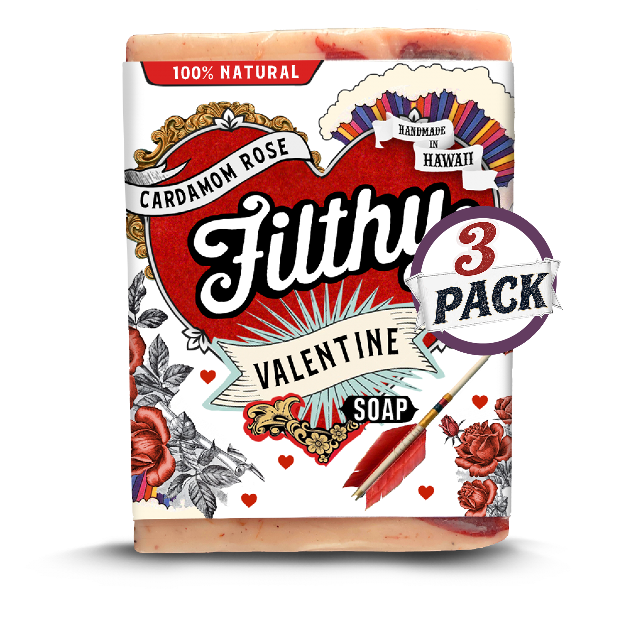 Filthy Valentine Soap - Cardamom Rose 3 pack by Filthy Farmgirl