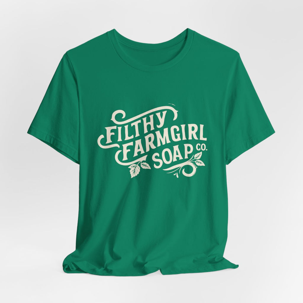 Filthy Farmgirl Soap Co. logo t-shirt in Kelly, unisex 100% cotton BELLA+CANVAS tee