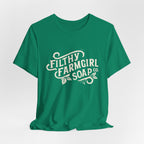 Filthy Farmgirl Soap Co. logo t-shirt in Kelly, unisex 100% cotton BELLA+CANVAS tee