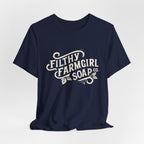 Filthy Farmgirl Soap Co. logo t-shirt in Navy, unisex 100% cotton BELLA+CANVAS tee