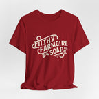 Filthy Farmgirl Soap Co. logo t-shirt in Canvas Red, unisex 100% cotton BELLA+CANVAS tee