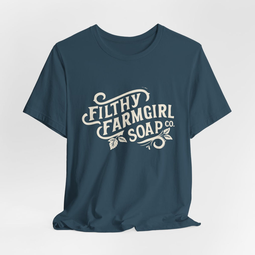Filthy Farmgirl Soap Co. logo t-shirt in Deep Teal, unisex 100% cotton BELLA+CANVAS tee