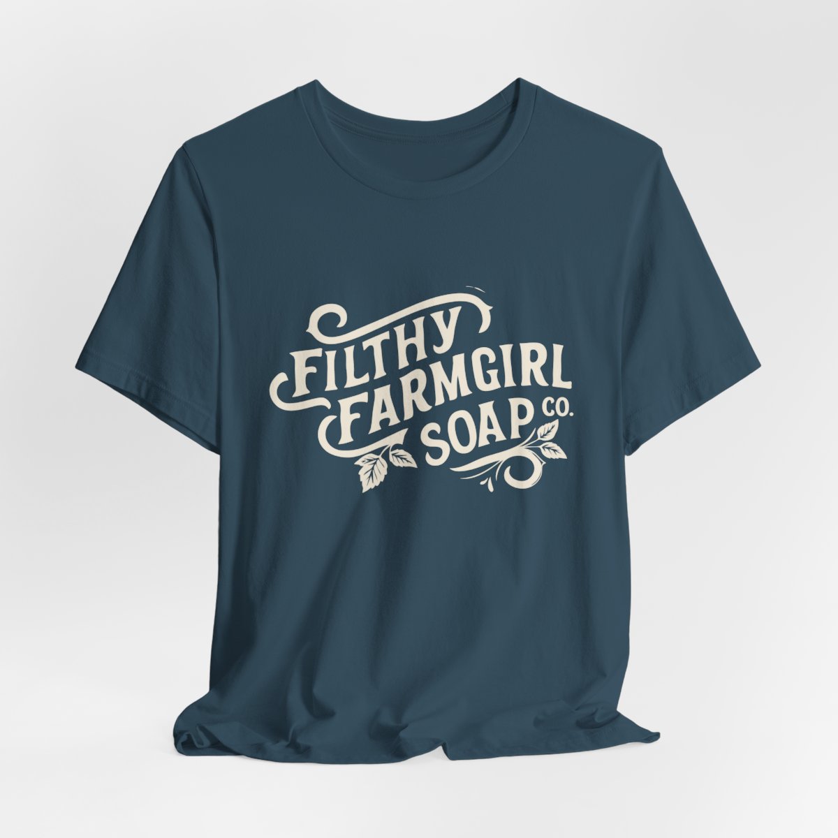Filthy Farmgirl Soap Co. logo t-shirt in Deep Teal, unisex 100% cotton BELLA+CANVAS tee