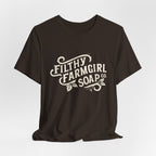 Filthy Farmgirl Soap Co. logo t-shirt in Brown, unisex 100% cotton BELLA+CANVAS tee