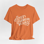 Filthy Farmgirl Soap Co. logo t-shirt in Burnt Orange, unisex 100% cotton BELLA+CANVAS tee